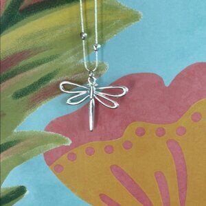 Silver Dragonfly Pendant Necklace